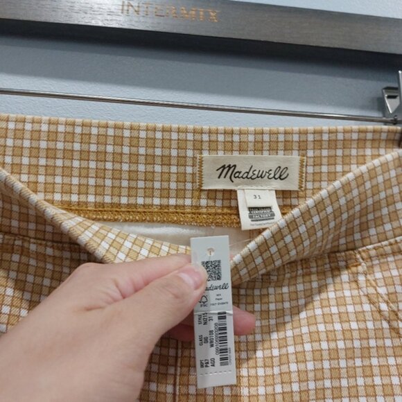 Madewell Pull-On Skinny Flare Jeans in Mini Check Plaid Autumn Gold Yellow 31 - Picture 5 of 8